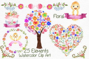 Charming Watercolor Kids Floral Clipart for Creative Projects