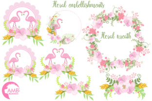 Flamingo Floral Cliparts: Elegant Design Assets for Creative Projects