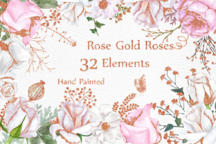 Rose Gold Watercolor Flowers Clipart FLORAL CLIPART White Flowers Watercolor Roses: Strategic Value for Creative Professionals