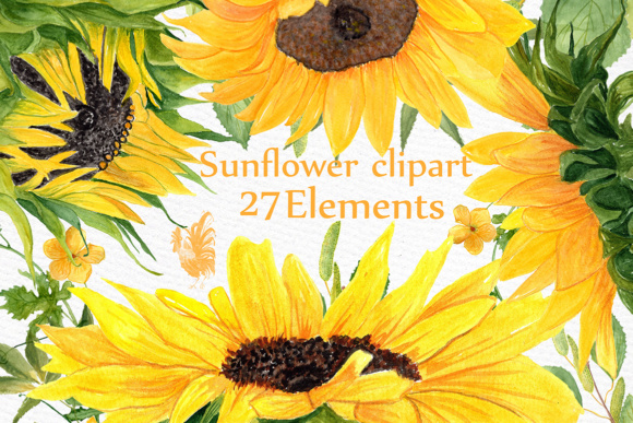 Sunflower Watercolor Clipart for Wedding & DIY Projects