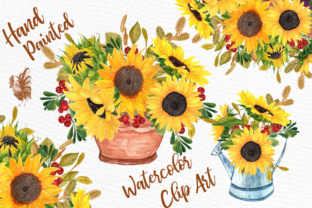 Sunflower Watercolor Clipart for Wedding Invitations & Floral Designs