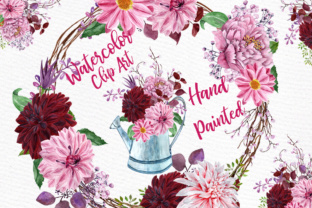 Watercolor Flowers Clipart FLORAL CLIPART Flowers Wreaths Wedding Clipart Floral Bouquets Pink Flowers: Strategic Design Value for Creative Professionals