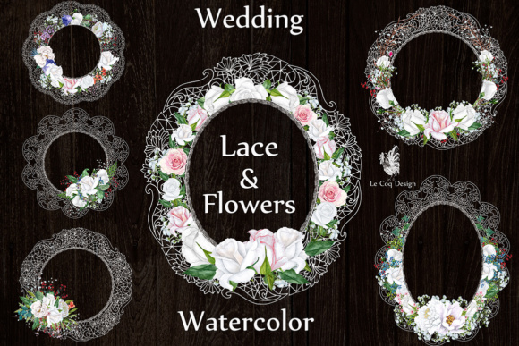 Watercolor Lace Frames Clipart: Elevating Wedding Design with Hand-Painted Elegance