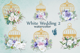 Watercolor White Flowers Clip Art for Wedding Designs